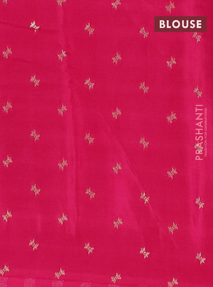 Semi mysore silk saree dark blue and pink with allover zari woven brocade weaves and zari woven border
