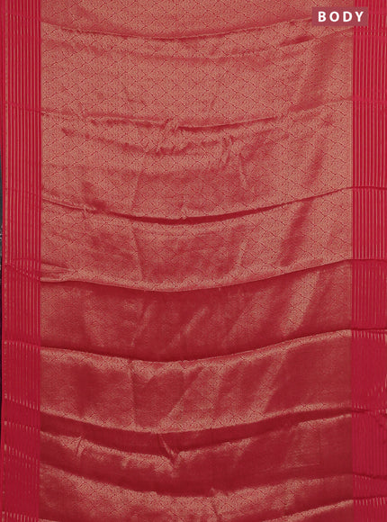 Semi mysore silk saree peach pink and wine shade with allover zari woven brocade weaves and zari woven border