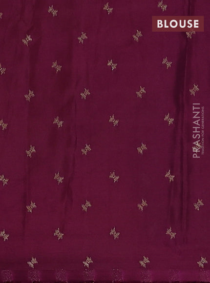 Semi mysore silk saree peach pink and wine shade with allover zari woven brocade weaves and zari woven border