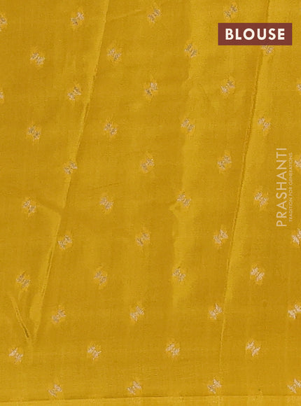 Semi mysore silk saree brown and yellow with allover zari woven brocade weaves and zari woven border