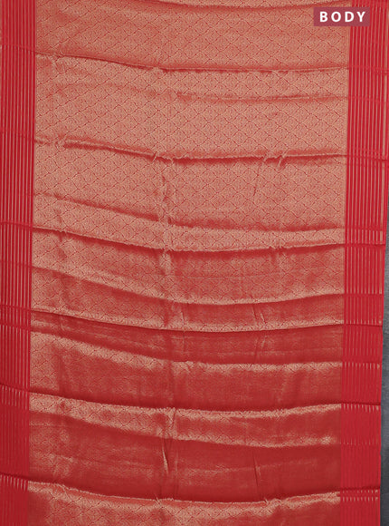 Semi mysore silk saree orange and violet with allover zari woven brocade weaves and zari woven border