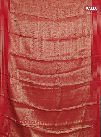 Semi mysore silk saree orange and violet with allover zari woven brocade weaves and zari woven border