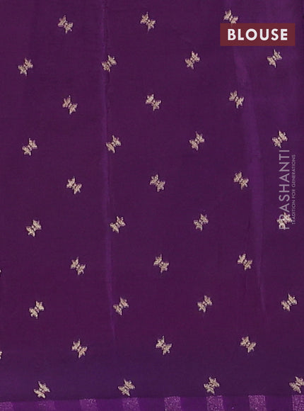 Semi mysore silk saree orange and violet with allover zari woven brocade weaves and zari woven border