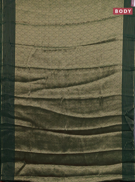 Semi mysore silk saree green and red with allover zari woven brocade weaves and zari woven border