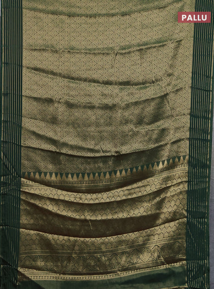 Semi mysore silk saree green and red with allover zari woven brocade weaves and zari woven border