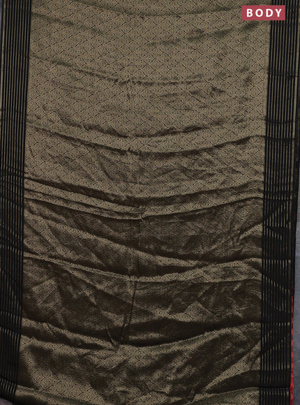 Semi mysore silk saree black and red with allover zari weaves and zari woven border