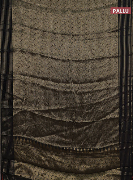 Semi mysore silk saree black and red with allover zari weaves and zari woven border