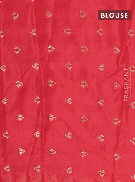 Semi mysore silk saree black and red with allover zari weaves and zari woven border