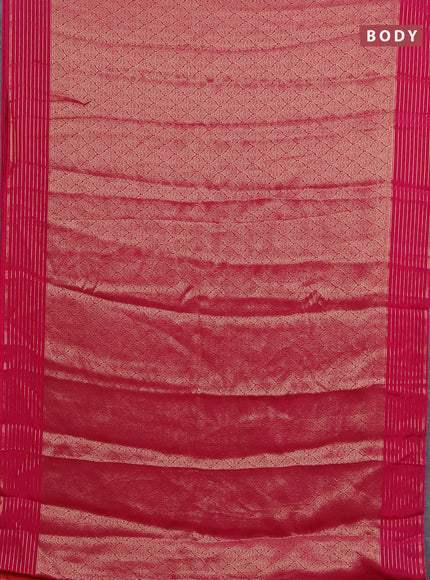 Semi mysore silk saree pink and orange with allover zari weaves and zari woven border