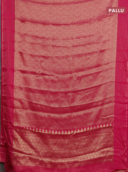 Semi mysore silk saree pink and orange with allover zari weaves and zari woven border
