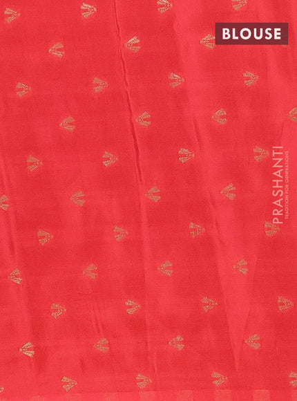 Semi mysore silk saree pink and orange with allover zari weaves and zari woven border