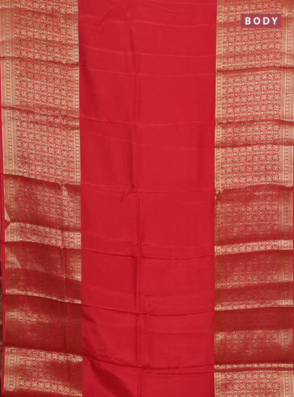Semi mysore silk saree orange with plain body and long annam zari woven border