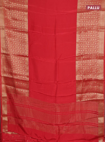 Semi mysore silk saree orange with plain body and long annam zari woven border