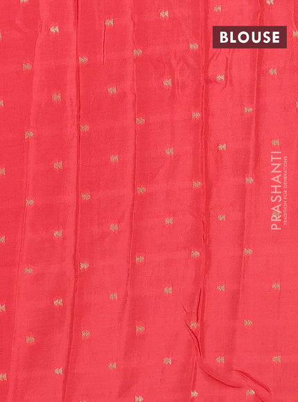 Semi mysore silk saree orange with plain body and long annam zari woven border
