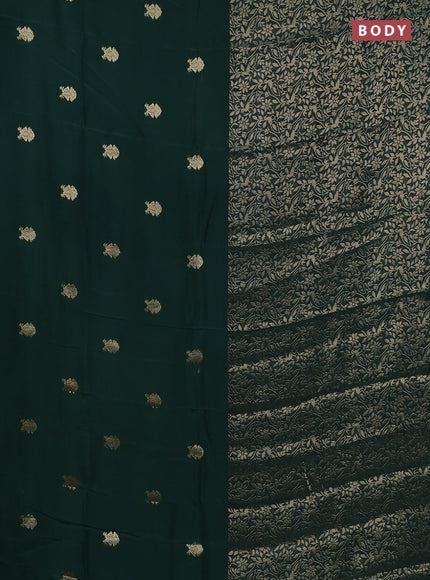 Semi mysore silk saree bottle green and yellow with half & half style and long zari woven border