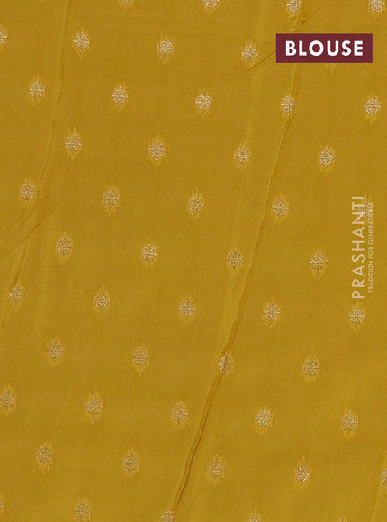 Semi mysore silk saree bottle green and yellow with half & half style and long zari woven border