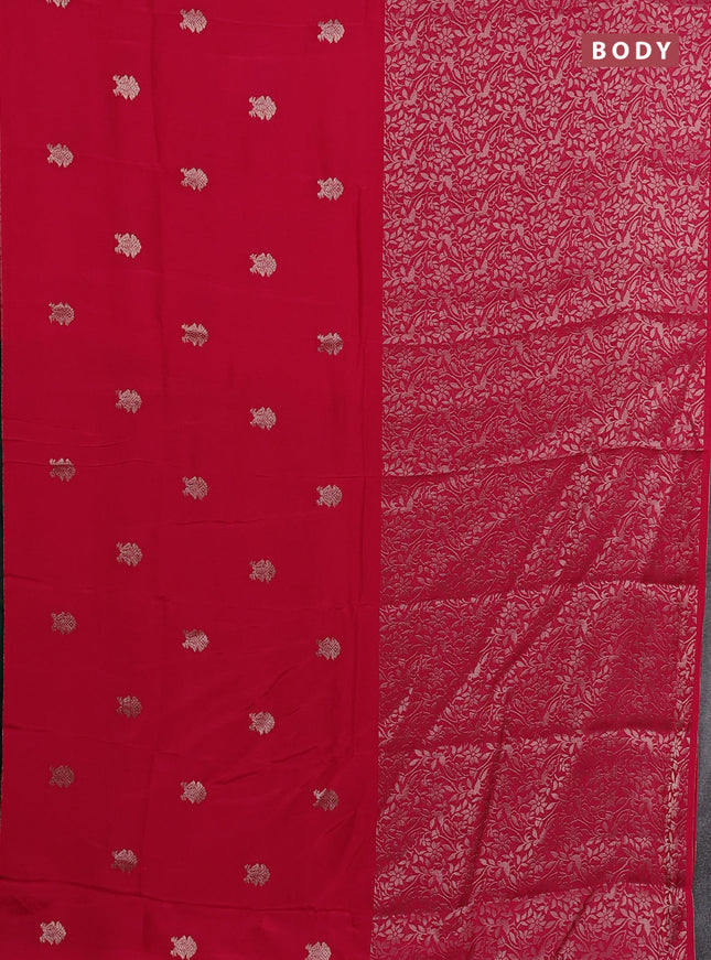 Semi mysore silk saree pink and green with half & half style and long zari woven border