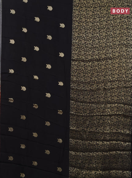 Semi mysore silk saree black and orange with half & half style and long zari woven border