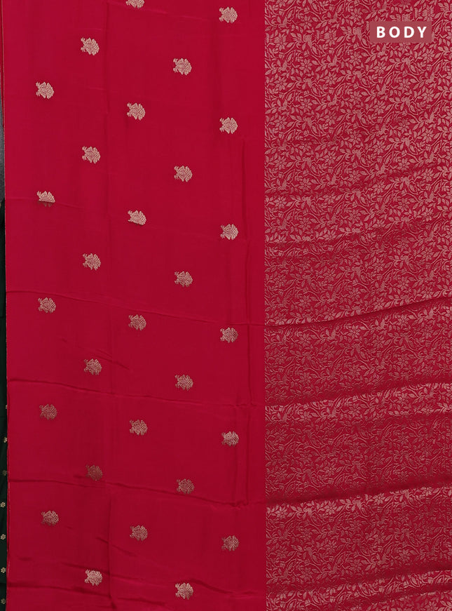 Semi mysore silk saree pink and green with half & half style and long zari woven border