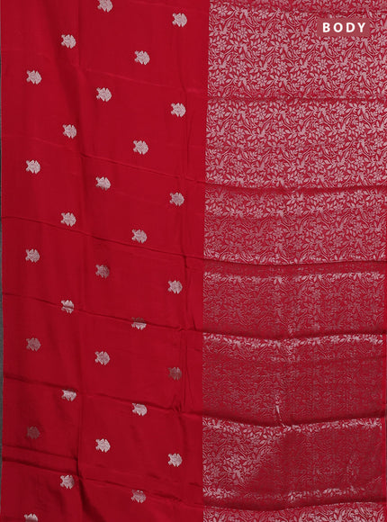 Semi mysore silk saree maroon and green with half & half style and long zari woven border