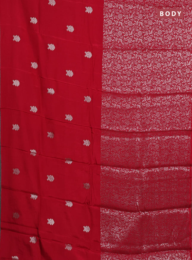 Semi mysore silk saree maroon and green with half & half style and long zari woven border