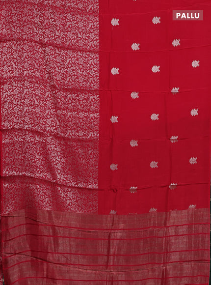 Semi mysore silk saree maroon and green with half & half style and long zari woven border