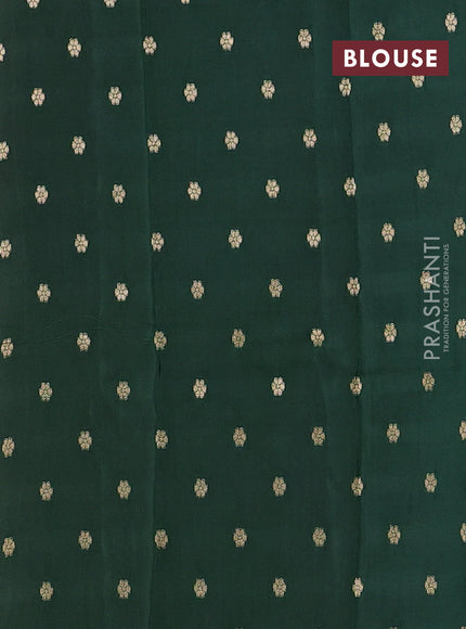 Semi mysore silk saree maroon and green with half & half style and long zari woven border