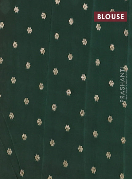 Semi mysore silk saree red and green with half & half style and long zari woven border