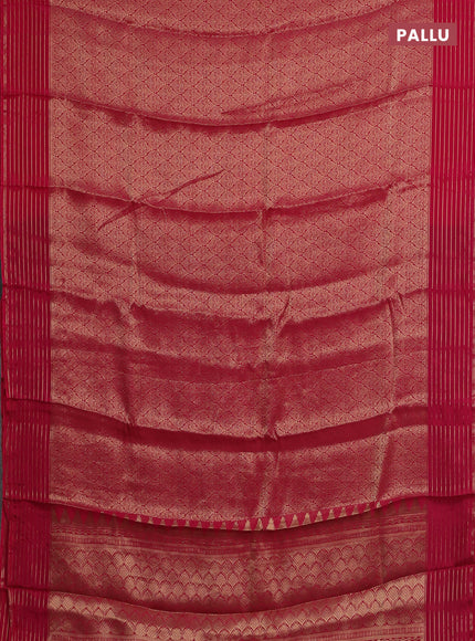 Semi mysore silk saree pink and bottle green with allover zari woven brocade weaves and zari woven border