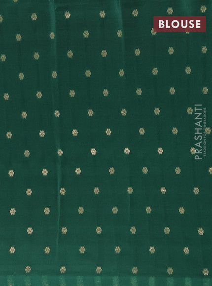 Semi mysore silk saree red and green with half & half style and long zari woven border