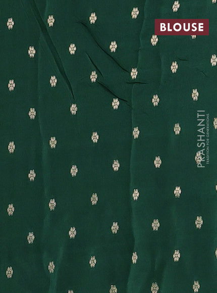 Semi mysore silk saree rustic orange and bottle green with half & half style and long zari woven border