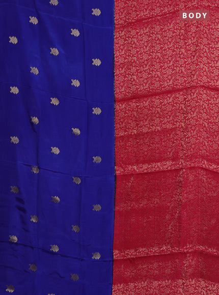 Semi mysore silk saree blue and pink with half & half style and long zari woven border