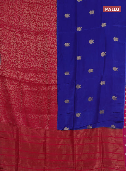 Semi mysore silk saree blue and pink with half & half style and long zari woven border