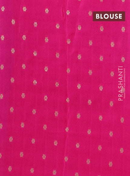 Semi mysore silk saree blue and pink with half & half style and long zari woven border