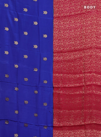 Semi mysore silk saree blue and pink with half & half style and long zari woven border