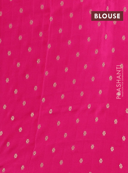 Semi mysore silk saree blue and pink with half & half style and long zari woven border