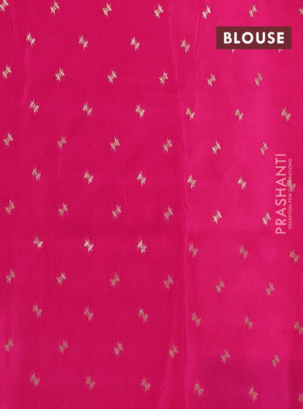 Semi mysore silk saree off white purple and pink with zari woven buttas and rettapet zari woven border