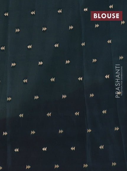 Semi mysore silk saree cram pink and green with zari woven buttas and rettapet temple zari woven border