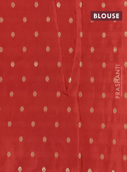 Semi mysore silk saree grey purple and rustic orange with zari woven buttas and long zari woven border