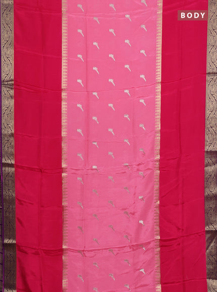 Semi mysore silk saree light pink and pink purple with zari woven buttas and rettapet zari woven border