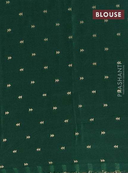 Semi mysore silk saree rustic orange and bottle green with half & half style and long zari woven border