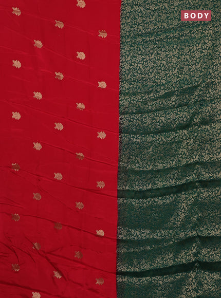Semi mysore silk saree red and green with half & half style and long zari woven border