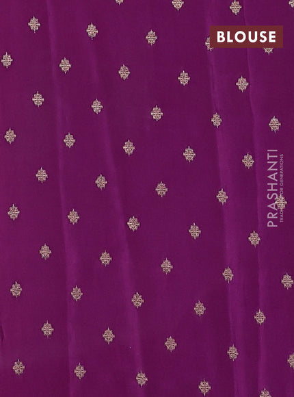 Semi mysore silk saree pink and purple with zari woven buttas and rettapet zari woven border
