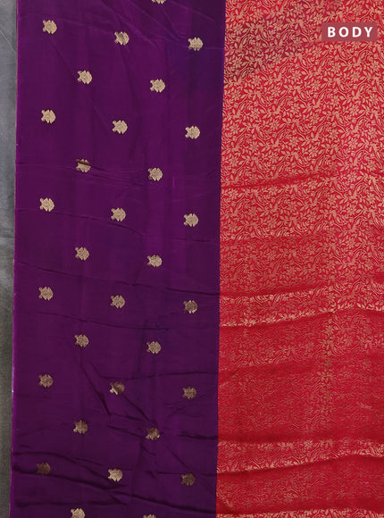 Semi mysore silk saree deep purple and pink with half & half style and long zari woven border