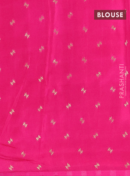 Semi mysore silk saree deep purple and pink with half & half style and long zari woven border