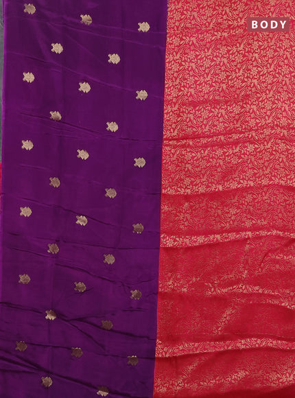 Semi mysore silk saree purple and pink with half & half style and long zari woven border