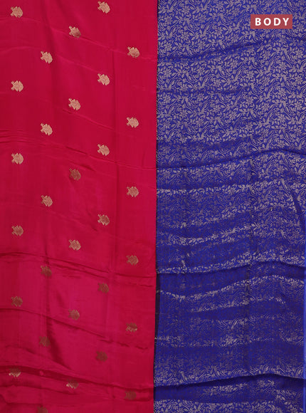 Semi mysore silk saree pink and blue with half & half style and long zari woven border