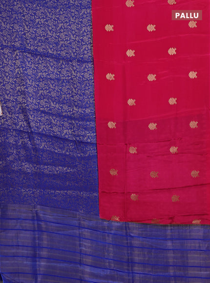 Semi mysore silk saree pink and blue with half & half style and long zari woven border