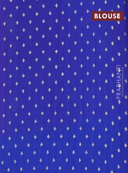 Semi mysore silk saree pink and blue with half & half style and long zari woven border