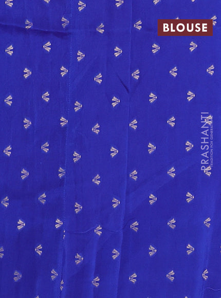 Semi mysore silk saree dark pink and blue with half & half style and long zari woven border